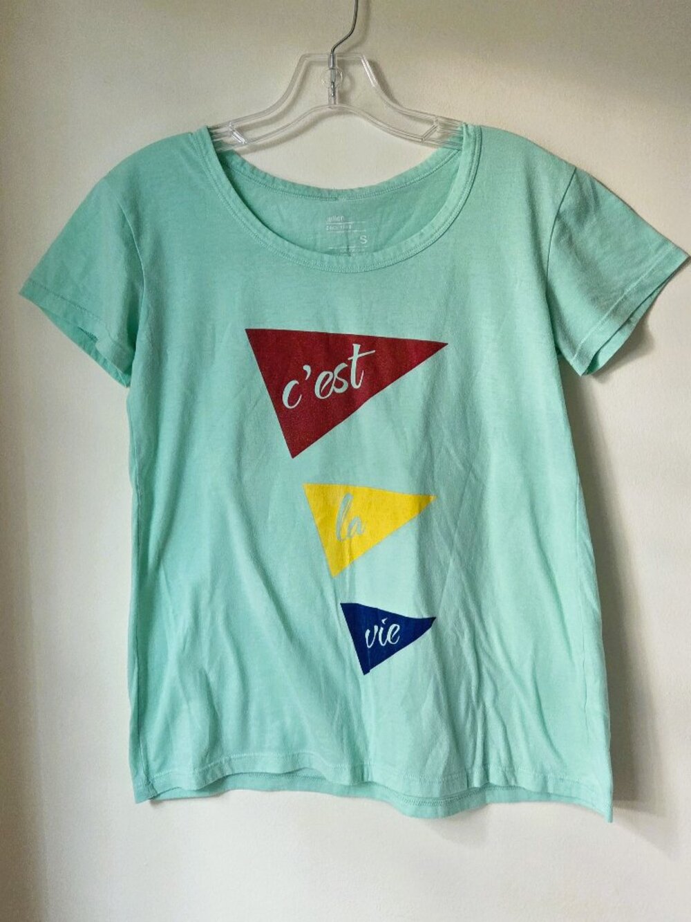Julien C'est la Vie Mint Color sz S Women's T-shirt Short Sleeve European Brand